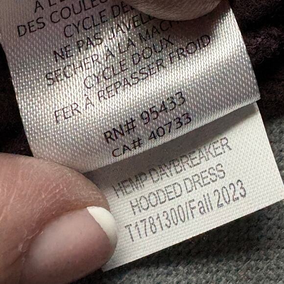 Toad&Co Hemp Daybreaker Hooded Dress Burgundy Small Cozy Fall Cabincore Boho - Picture 7 of 7